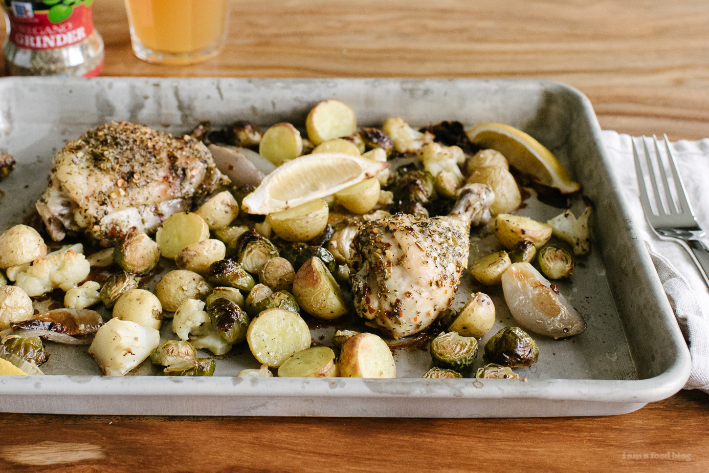 Herb Crusted Roasted Chicken Sheet Pan Supper - www.iamafoodblog.com