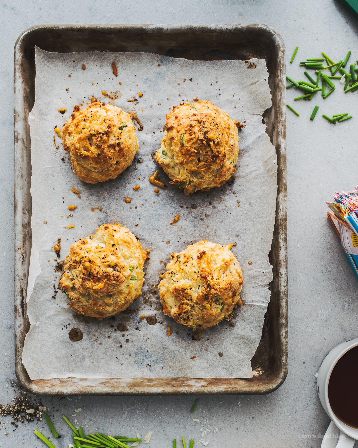Small Batch Black Pepper Parmesan Chive Biscuit Recipe | www.iamafoodblog.com