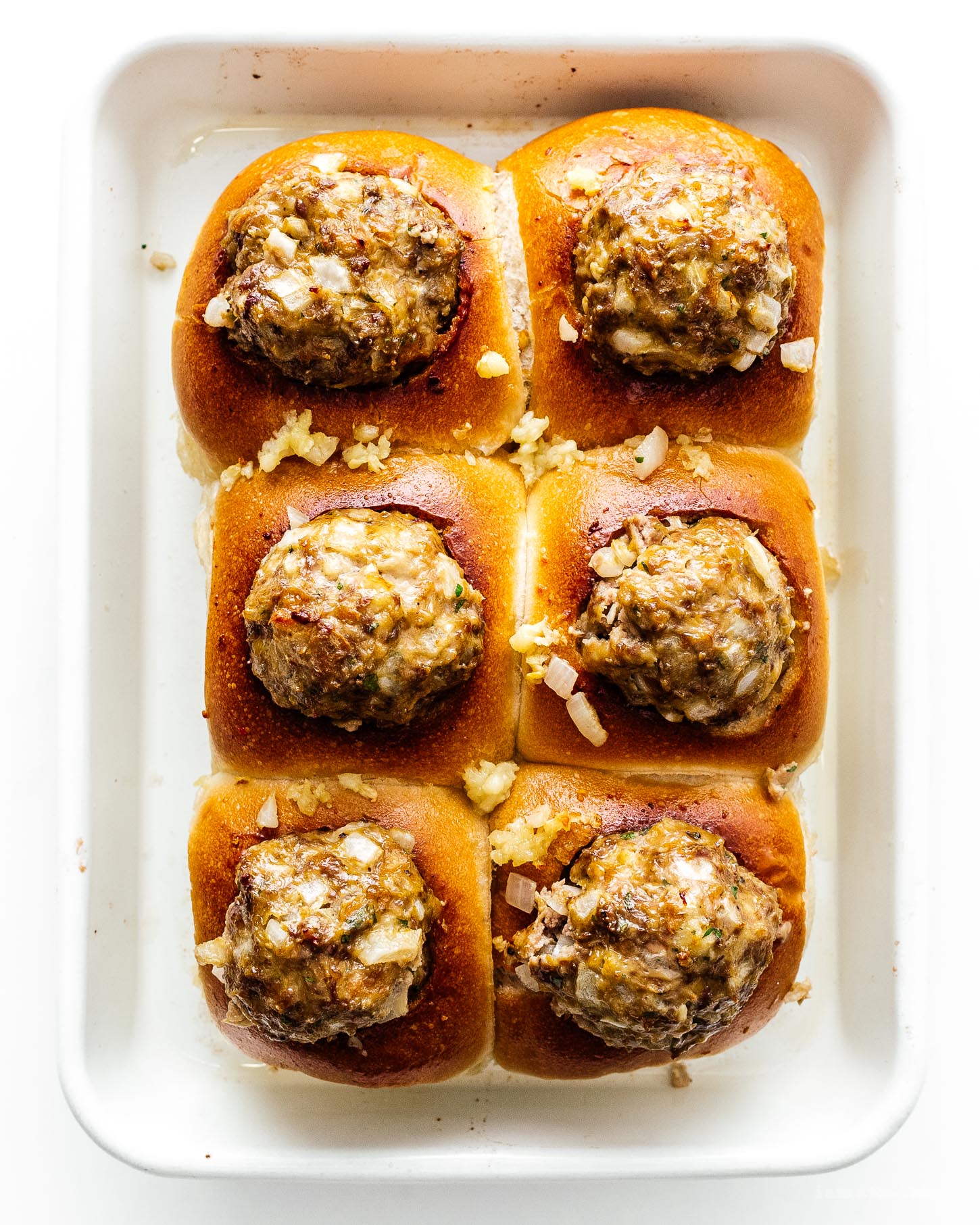 Pull Apart Meatball Garlic Bread Sliders Recipe | www.iamafoodblog.com