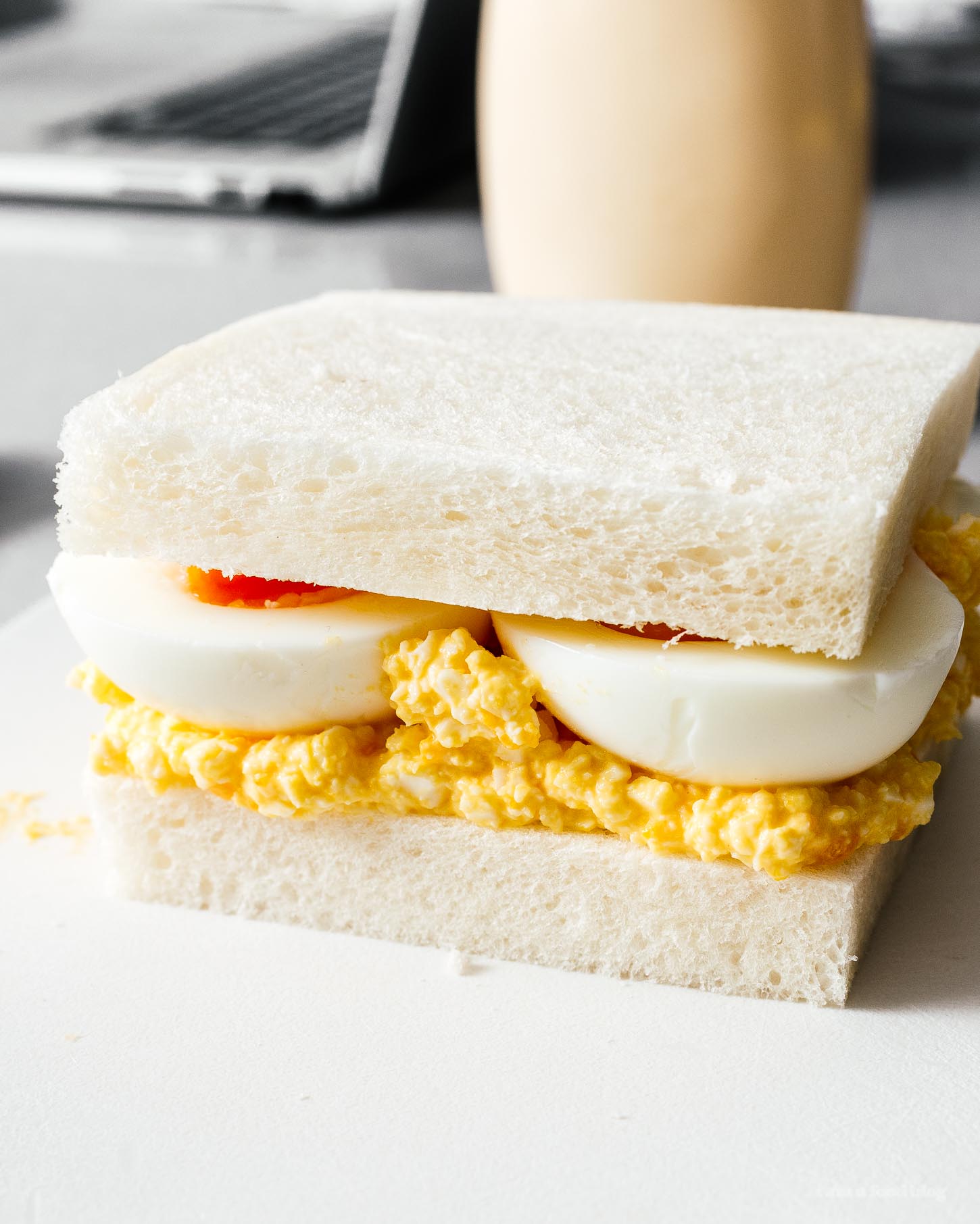 Japanese-style egg salad sandwiches! Do you love egg salad sandwiches but want a twist? Creamy kewpie mayo and jammy eggs makes this sandwich a winner. Just like the sandwiches you had on vacation in Japan but better ;) #sandwiches #eggsalad #japanese #japanesefood #recipes #recipeoftheday #eggs