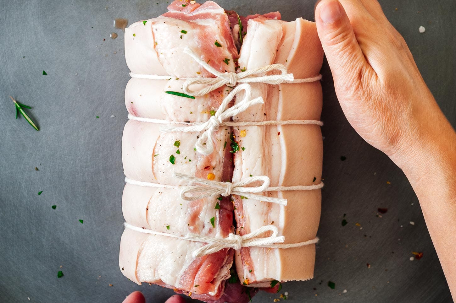 porchetta rolled up and ready to bake | www.iamafoodblog.com