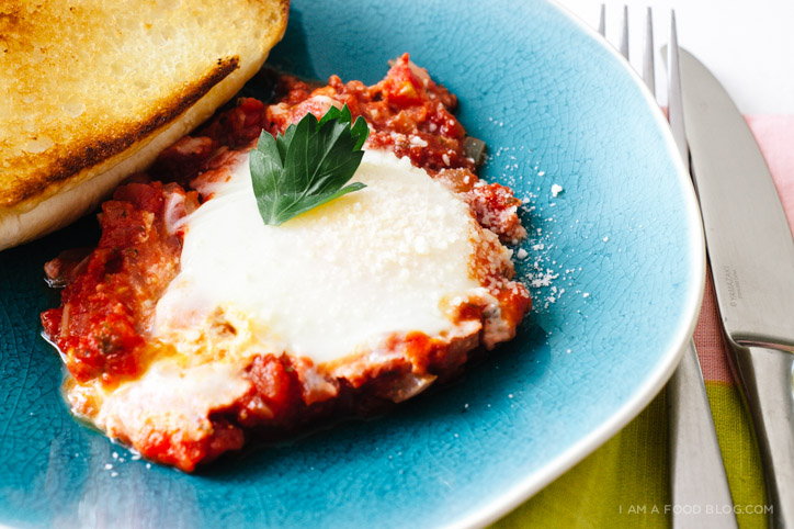 eggs poached in tomato sauce - www.iamafoodblog.com