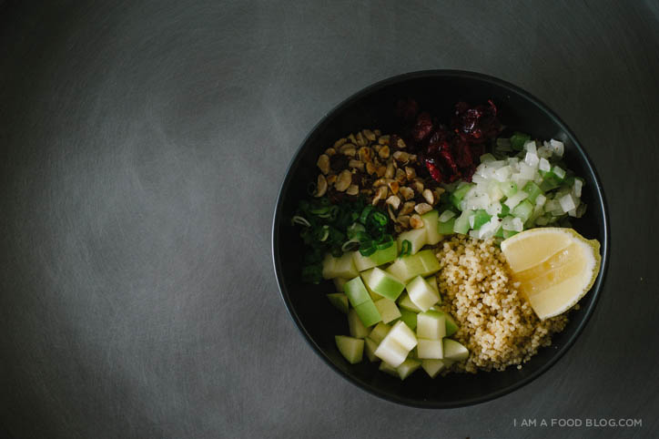 Quinoa Salad with Hazelnut, Apple and Dried Cranberries