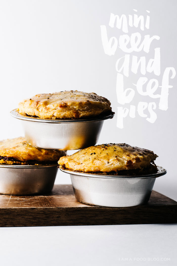 mini beef and beer pies with a cheddar crust - www.iamafoodblog.com
