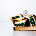 spinach and mozza grilled cheese on pretzel bread - www.iamafoodblog.com