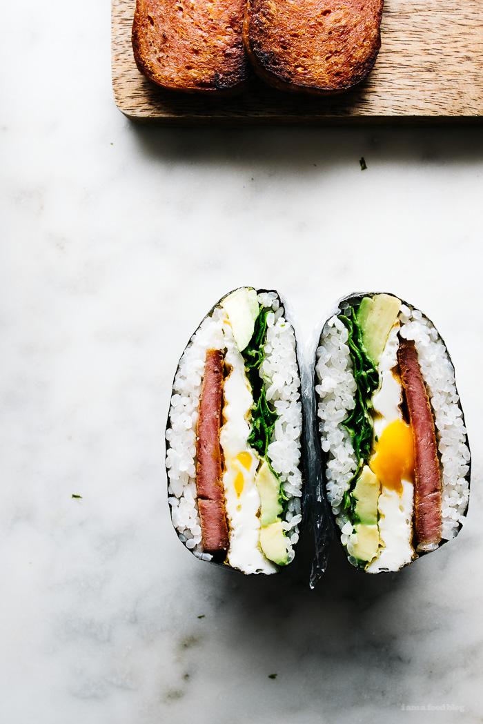 how to make onigizaru or sushi sandwiches - www.iamafoodblog.com