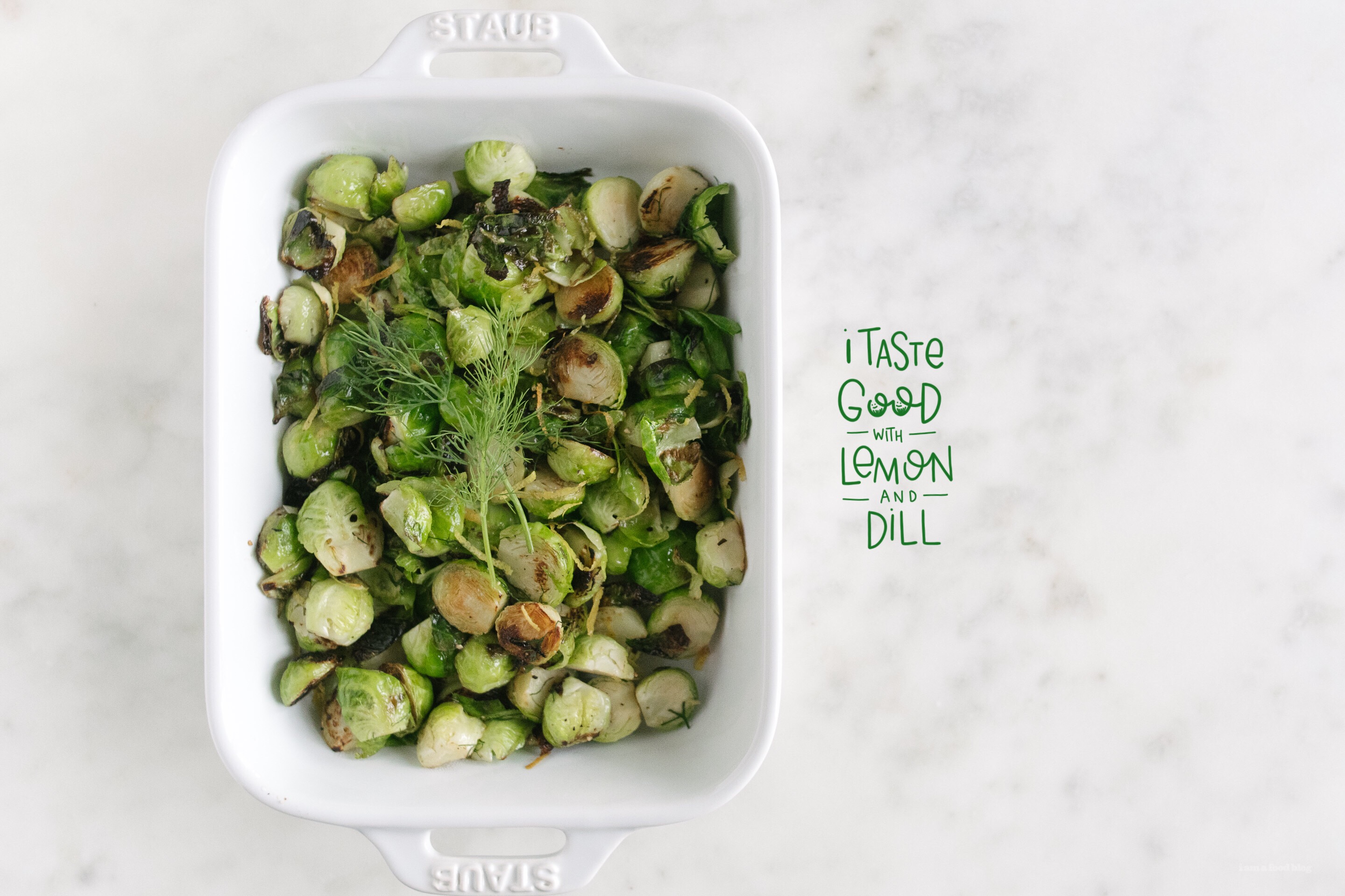 lemon dill pan roasted brussel sprouts - www.iamafoodblog.com