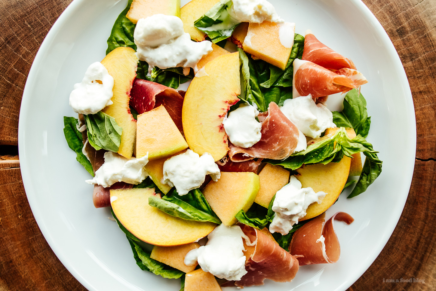 The Summer Salad You Should Make Right Now: Peach Melon Basil and Burrata - www.iamafoodblog.com