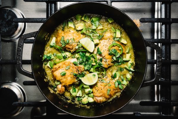 Oven-Baked Hatch Chile Salsa Verde Honey Chicken Thighs | www.iamafoodblog.com