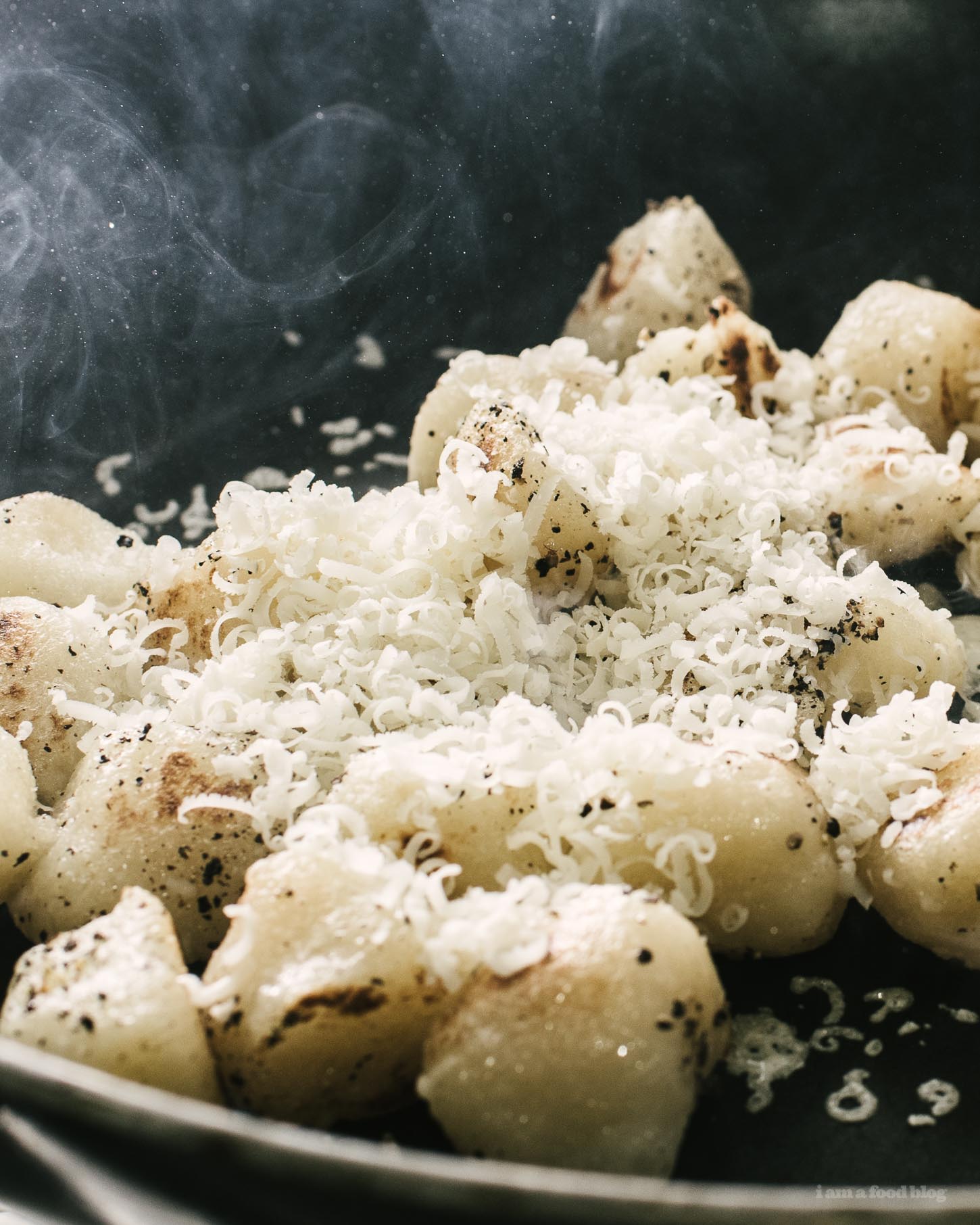 Pan-fried Cacio e Pepe Cauliflower Gnocchi Recipe | www.iamafoodblog.com
