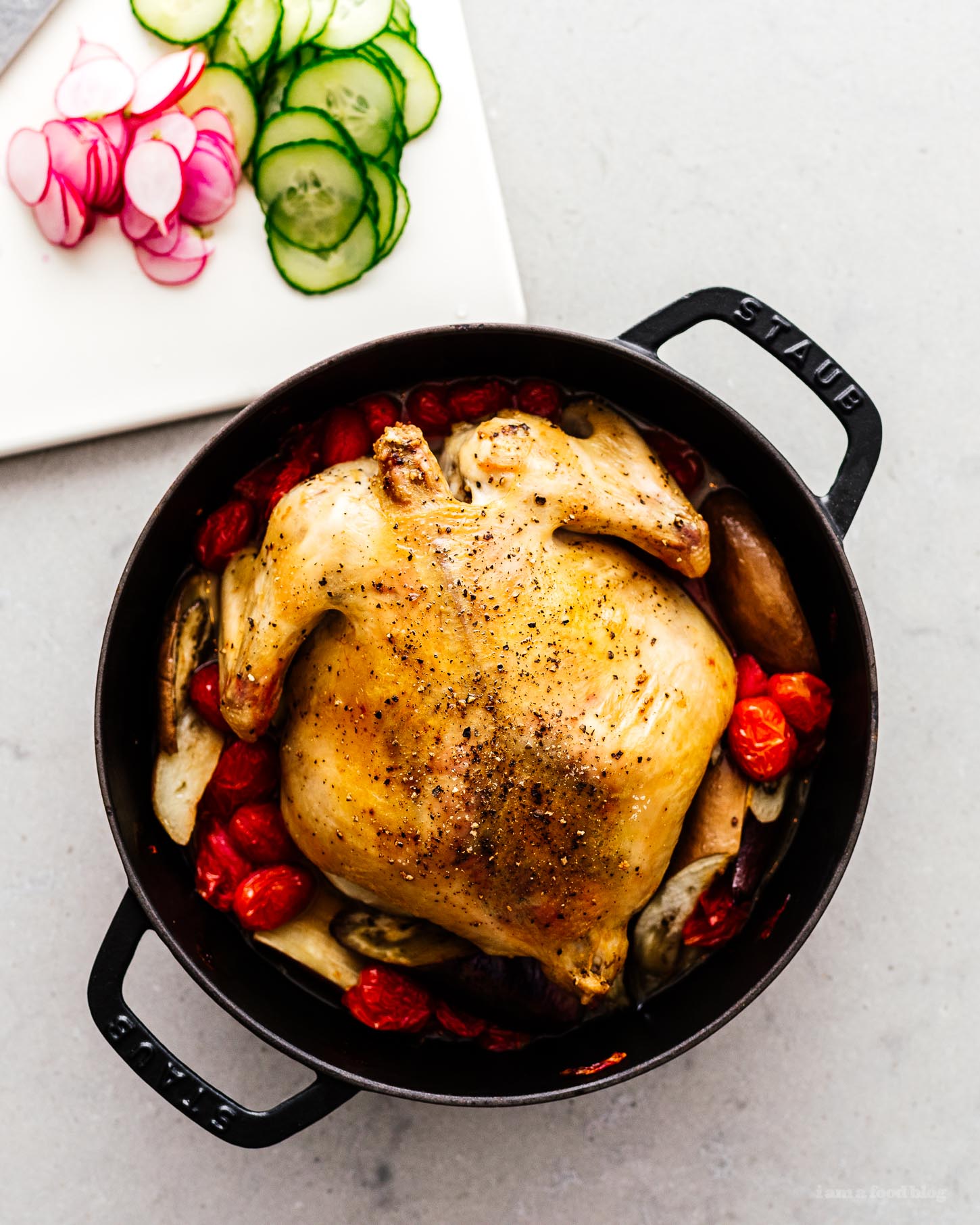 Easy Roast Chicken with Eggplant and Tomatoes | www.iamafoodblog.com