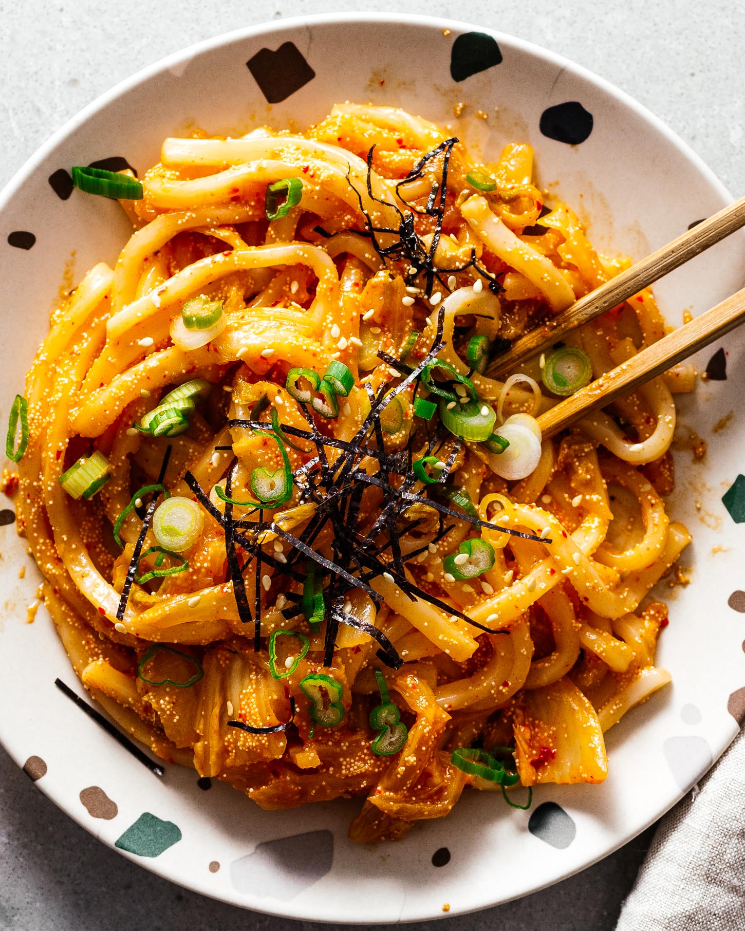 Spicy, Savory, and Completely Addictive Mentaiko Kimchi Udon Recipe | www.iamafoodblog.com