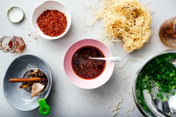 Want to know how to make authentic Chinese chili oil at home? Try this recipe! Chili oil is amazing with rice, noodles, wontons, salads. Use it as in an ingredient in recipes or as a dipping sauce. www.iamafoodblog.com #chilioil #chinesechilioil #recipes #easy #homemade #sichuan"