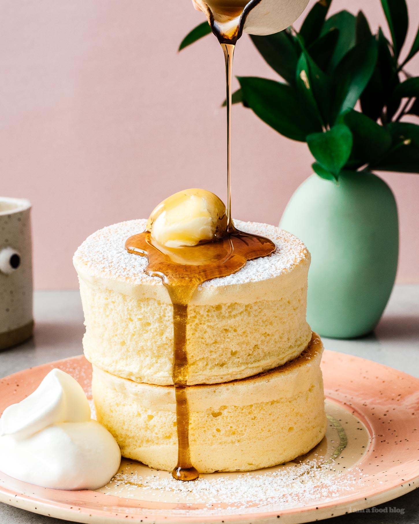 Skip the flight to Japan and make Gram Pancake extra tall fluffy Japanese soufflé pancakes right at home. #soufflepancake #pancakes #japanese #recipe #grampancakes