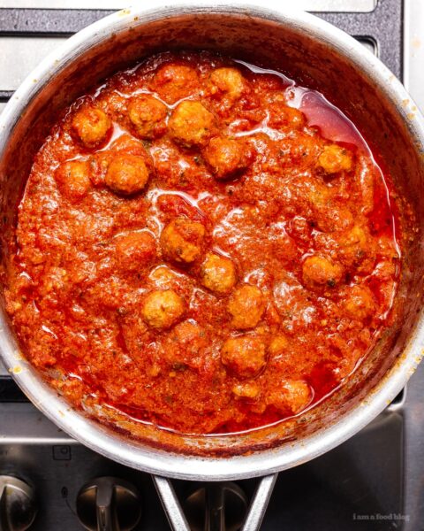 Homemade SpaghettiOs with Mini Meatballs Recipe | www.iamafoodblog.com