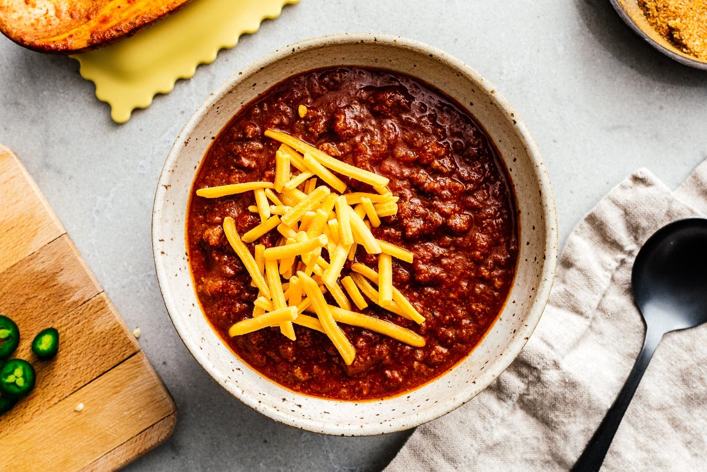 chili covered with cheddar cheese |  www.iamafoodblog.com