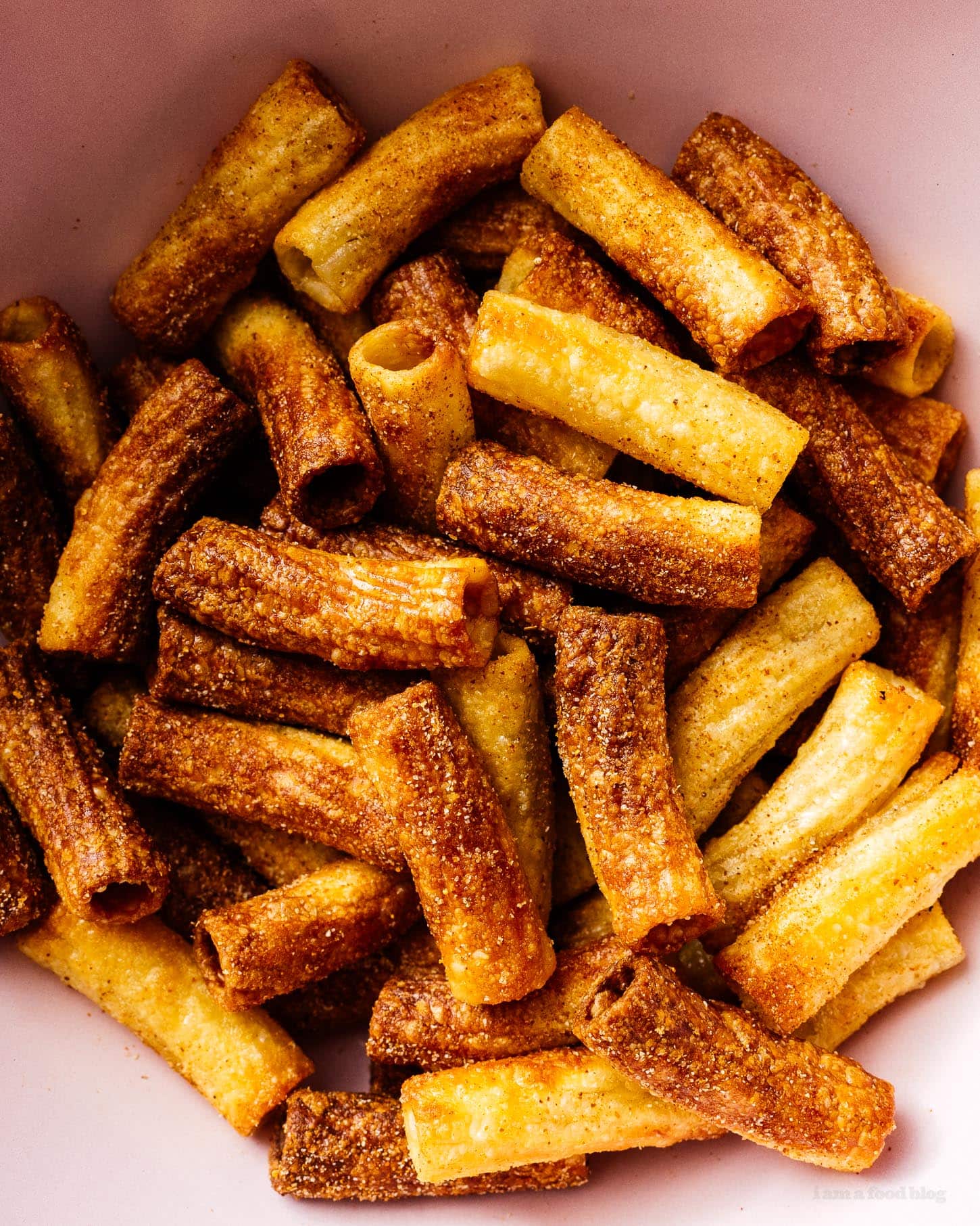 pasta chips tossed in spicy powder | www.iamafoodblog.com